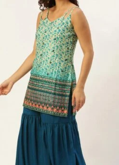 Dupatta From Cream And Blue Chinon Printed Gharara Set After Six Wear