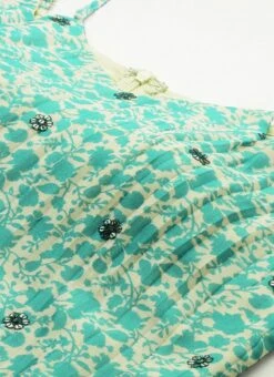 Dupatta From Cream And Blue Chinon Printed Gharara Set After Six Wear -C Bazaar Shop Cream and Blue Chinon Printed Gharara Set SLBS02302373 rrc1 1