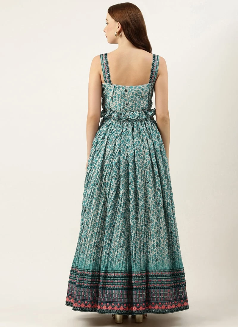 Skirt From Cream And Blue Printed N Embroidered Skirt Set After Six Wear 4 Skirt From Cream And Blue Printed N Embroidered Skirt Set After Six Wear - Image 4