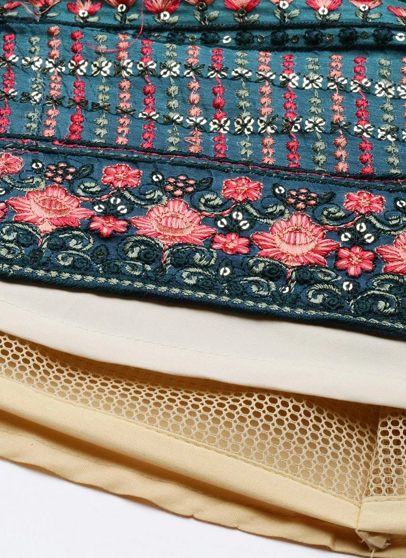 Skirt From Cream And Blue Printed N Embroidered Skirt Set After Six Wear 8 Skirt From Cream And Blue Printed N Embroidered Skirt Set After Six Wear - Image 8