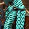 Crepe Satin Aqua Green Color Printed Work Saree Party Wear