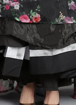 Black Digital Printed Gown With Jacket Party Wear -C Bazaar Shop Custom Made Black Digital Printed Gown with Jacket IWBS1809086 rrc3