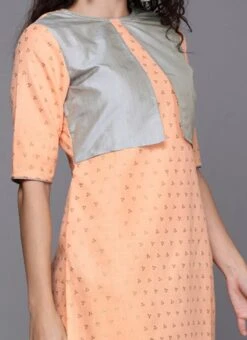 Peach Jacket Style Top And Bottom Festive Wear