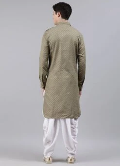Grey Foil Print Pathani Set Party Wear 9 Grey Foil Print Pathani Set Party Wear -C Bazaar Shop Customized Grey Foil Print Pathani Set KPBS01908473 b