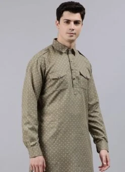 Grey Foil Print Pathani Set Party Wear 12 Grey Foil Print Pathani Set Party Wear -C Bazaar Shop Customized Grey Foil Print Pathani Set KPBS01908473 rrc3