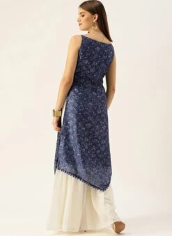 Dark Blue And Off White Kurta Gharara Set After Six Wear -C Bazaar Shop Dark Blue And Off White Kurta Gharara Set KSBS02110868 b 1