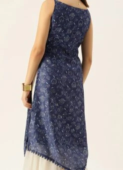 Dark Blue And Off White Kurta Gharara Set After Six Wear -C Bazaar Shop Dark Blue And Off White Kurta Gharara Set KSBS02110868 rrc3 1