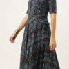 Dark Blue Printed Angarkha Gown Festive Wear