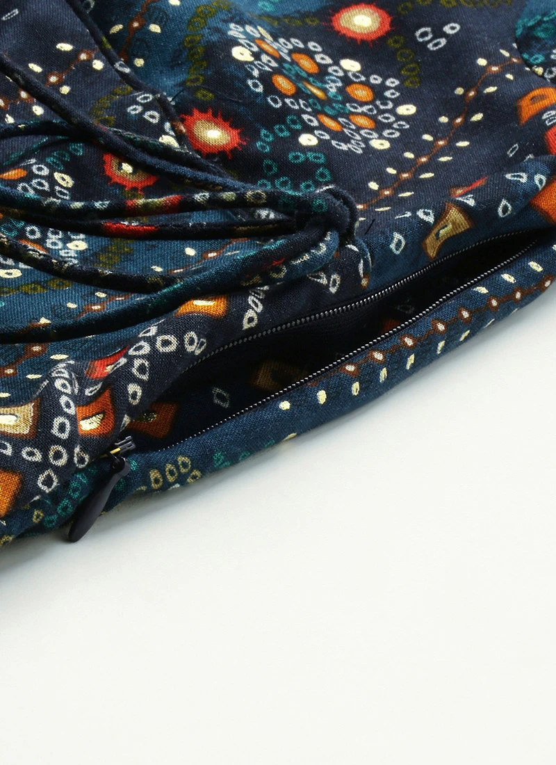 Dark Blue Printed Angarkha Gown Festive Wear 6 Dark Blue Printed Angarkha Gown Festive Wear - Image 6