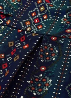 Dark Blue Printed Viscose Dress After Six Wear 10 Dark Blue Printed Viscose Dress After Six Wear -C Bazaar Shop Dark Blue Printed Viscose Dress DRBS02110828 rrc1