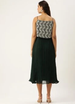 Dark Green Embroidered Georgette Dress After Six Wear -C Bazaar Shop Dark Green Embroidered Georgette Dress DRBS02210919 b 1