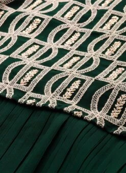 Dark Green Embroidered Georgette Dress Festive Wear After Six Wear -C Bazaar Shop Dark Green Embroidered Georgette Dress DRBS02210919 rrc1