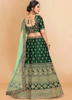 Dark Green Satin Embroidered A Line Lehenga Party Wear 7 Dark Green Satin Embroidered A Line Lehenga Party Wear -C Bazaar Shop Dark Green Satin Embroidered A Line Lehenga GHSYERK39 b