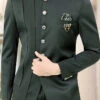 Dark Green Terry Rayon Satin Bandhgala Jacket