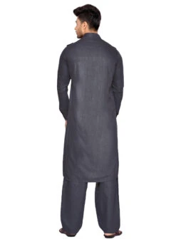 Dark Grey Art Silk Pathani Set -C Bazaar Shop Dark Grey Art Silk Pathani Set KPMRG1569 b