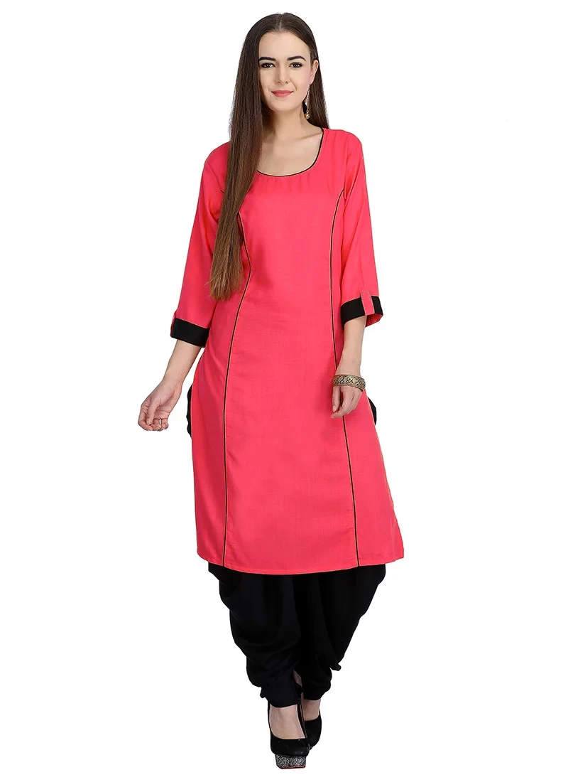 Dark Peach Plain Kurta Salwar Set After Six Wear 3 Dark Peach Plain Kurta Salwar Set After Six Wear - Image 3