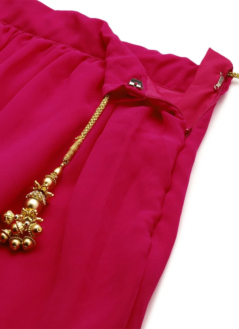 Skirt From Dark Pink Embroidered Georgette Lehenga After Six Wear 6 Skirt From Dark Pink Embroidered Georgette Lehenga After Six Wear - Image 6