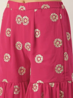 Top From Dark Pink Georgette Embroidered Gharara Set After Six Wear -C Bazaar Shop Dark Pink Georgette Embroidered Gharara Set IWBS02301145 rrc2