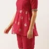 Top From Dark Pink Georgette Embroidered Gharara Suit Set After Six Wear