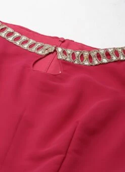 Top From Dark Pink Georgette Embroidered Gharara Suit Set After Six Wear -C Bazaar Shop Dark Pink Georgette Embroidered Gharara Suit Set SLBS02212480 rrc1 2