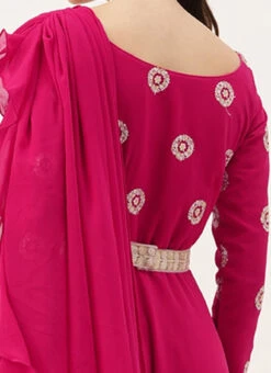 Dupatta From Dark Pink Georgette Embroidered Gown After Six Wear -C Bazaar Shop Dark Pink Georgette Embroidered Gown IWBS02304096 rrc2