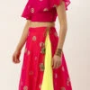 Dark Pink Georgette Embroidered Lehenga Set Wedding Wear