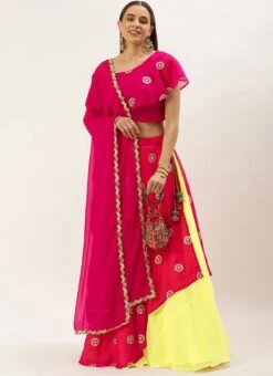 Dark Pink Georgette Embroidered Lehenga Set Wedding Wear 10 Dark Pink Georgette Embroidered Lehenga Set Wedding Wear -C Bazaar Shop Dark Pink Georgette Embroidered Lehenga set GHBS02211075 u