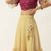 Dark Pink Sequins Embroidered N Beige Georgette Lehenga Festive Wear