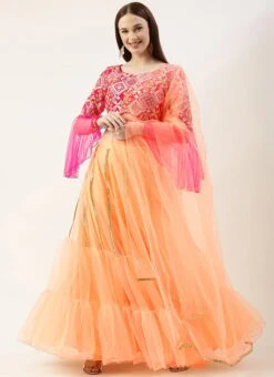 Dark Pink Sequins Tiered Style Lehenga Set Party Wear -C Bazaar Shop Dark Pink Sequins Tiered Style Lehenga Set GHBS02211204 u 1