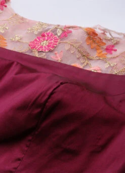 Dark Purple Boat Neck Embroidered Dress Wedding Wear -C Bazaar Shop Dark Purple Boat Neck Embroidered Dress DRBS02106430 rrc1