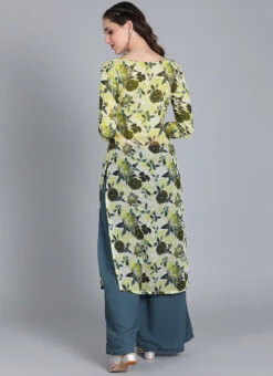 Digital Print Yellow Palazzo Kurta Set Party Wear -C Bazaar Shop Digital Print Yellow Palazzo Kurta Set KSBS01909110 b