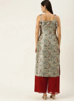 Digital Printed Kurta N Red Chanderi Pants Festive Wear -C Bazaar Shop Digital Printed Kurta N Red Chanderi Pants KSBS02109727 b