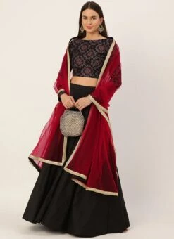 Digital Printed Red N Black Lehenga Party Wear -C Bazaar Shop Digital Printed Red N Black Lehenga GHBS02201269 u