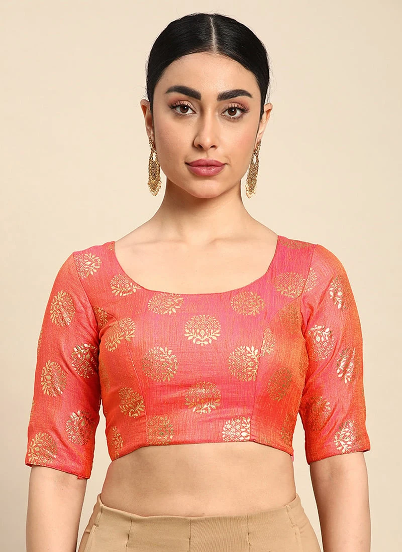 Dull Pink Art Silk Blouse Festive Wear 3 Dull Pink Art Silk Blouse Festive Wear - Image 3