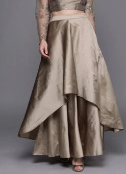 Dusty Gold Taffeta Skirt Festive Wear -C Bazaar Shop Dusty Gold Taffeta Skirt WBBS02307549 u