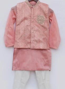 Dusty Pink Cotton Silk Gota Embroidery Bandi Set