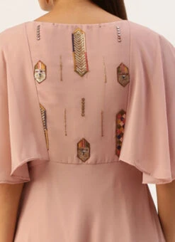 Dusty Pink Georgette Embroidered Dress Festive Wear -C Bazaar Shop Dusty Pink Georgette Embroidered Dress DRBS02211183 rrc2