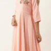 Embroidered Peach Georgette Gown Party Wear