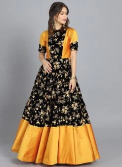 Ethnovog Multicolored Embroidered Gown Party Wear -C Bazaar Shop EthnoVogue Customised Multicolored Embroidered Gown IWBS01901252 u