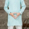 Firozi Blended Cotton Kids Boys Kurta Pyjama Party Wear