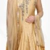 Gold Art Silk Designer Anarkali Suit Party Wear
