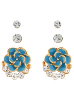 Gold N Blue Studs -C Bazaar Shop Gold N Blue Studs ERHOF30254 b