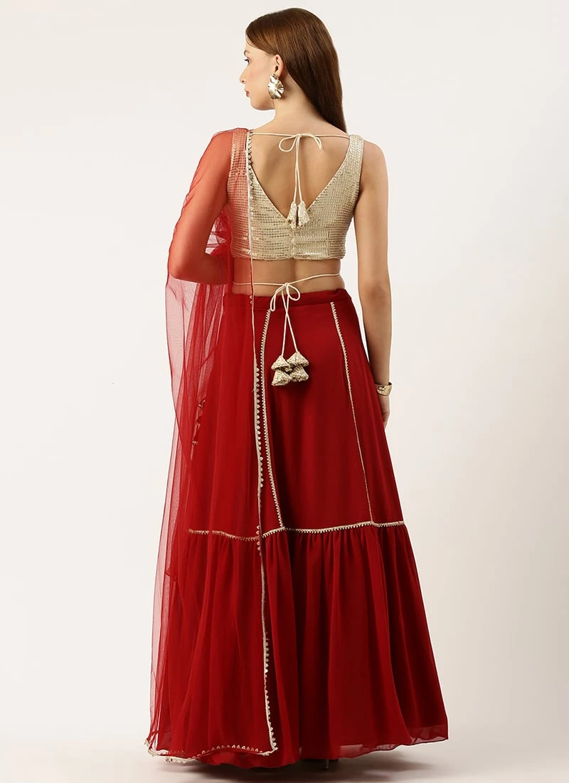 Skirt From Gold N Maroon Sequin Embroidered Lehenga After Six Wear 4 Skirt From Gold N Maroon Sequin Embroidered Lehenga After Six Wear - Image 4
