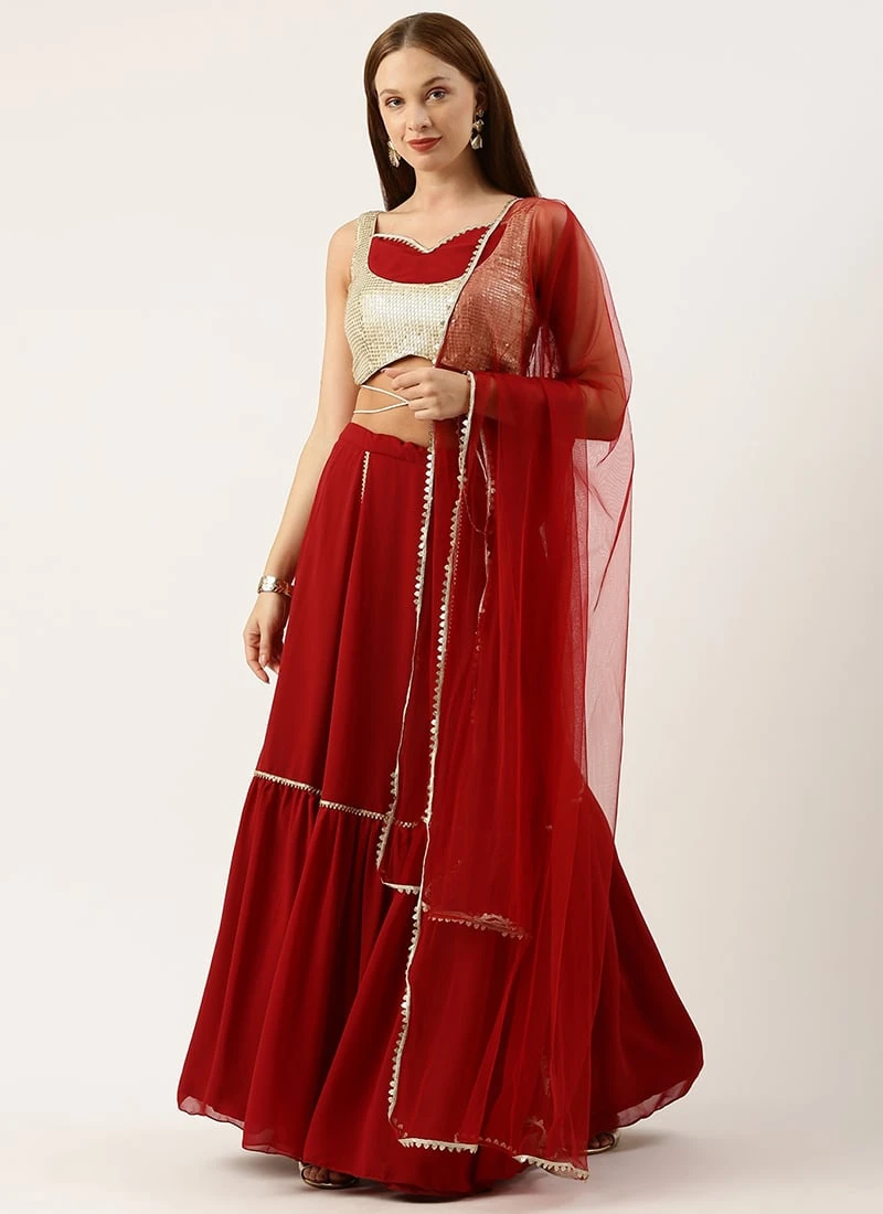 Skirt From Gold N Maroon Sequin Embroidered Lehenga After Six Wear 3 Skirt From Gold N Maroon Sequin Embroidered Lehenga After Six Wear - Image 3