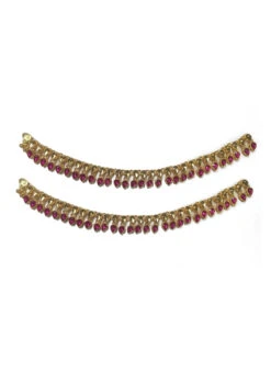 Gold N Pink Designer Anklets Festive Wear -C Bazaar Shop Gold N Pink Designer Anklets ANKMVN10647 b