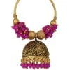 Gold N Pink Jhumka Earrings Festive Wear
