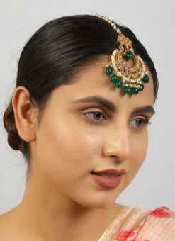 Green Alloy Mangtikka Party Wear -C Bazaar Shop Green Alloy Mangtikka HEJDFEMKD010 b
