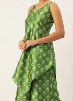 Bottom From Green Art Silk Digital Printed Co Ords Set After Six Wear