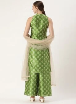 Top From Green Art Silk Digital Printed Top N Pant Suit After Six Wear -C Bazaar Shop Green Art Silk Digital Printed Top N Pant Suit SLBS02210951 b 2