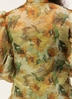 Green Art Silk Jumpsuit N Yellow Organza Jacket After Six Wear -C Bazaar Shop Green Art Silk Jumpsuit N Yellow Organza Jacket DRBS02301065 rrc2